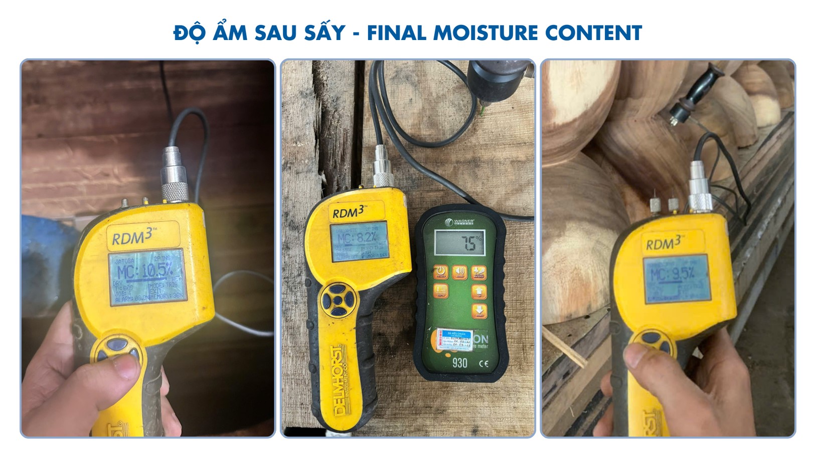 Độ ẩm của gỗ sau khi sấy bằng lò sấy cao tần