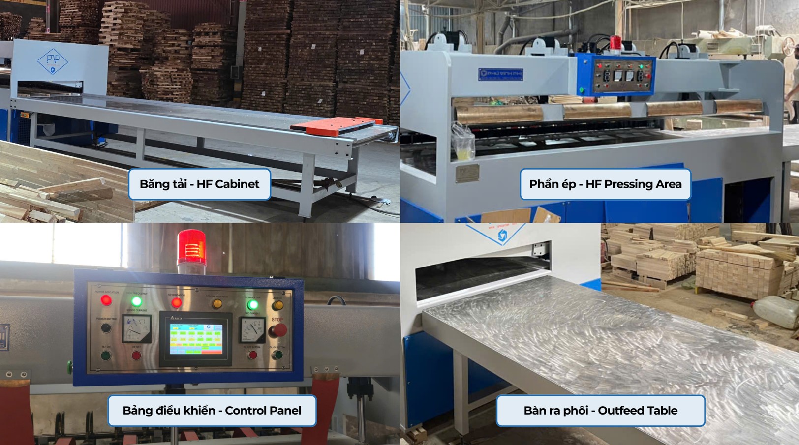 Các bộ phận chính của máy ép ngang cao tần Phú Vinh Phi